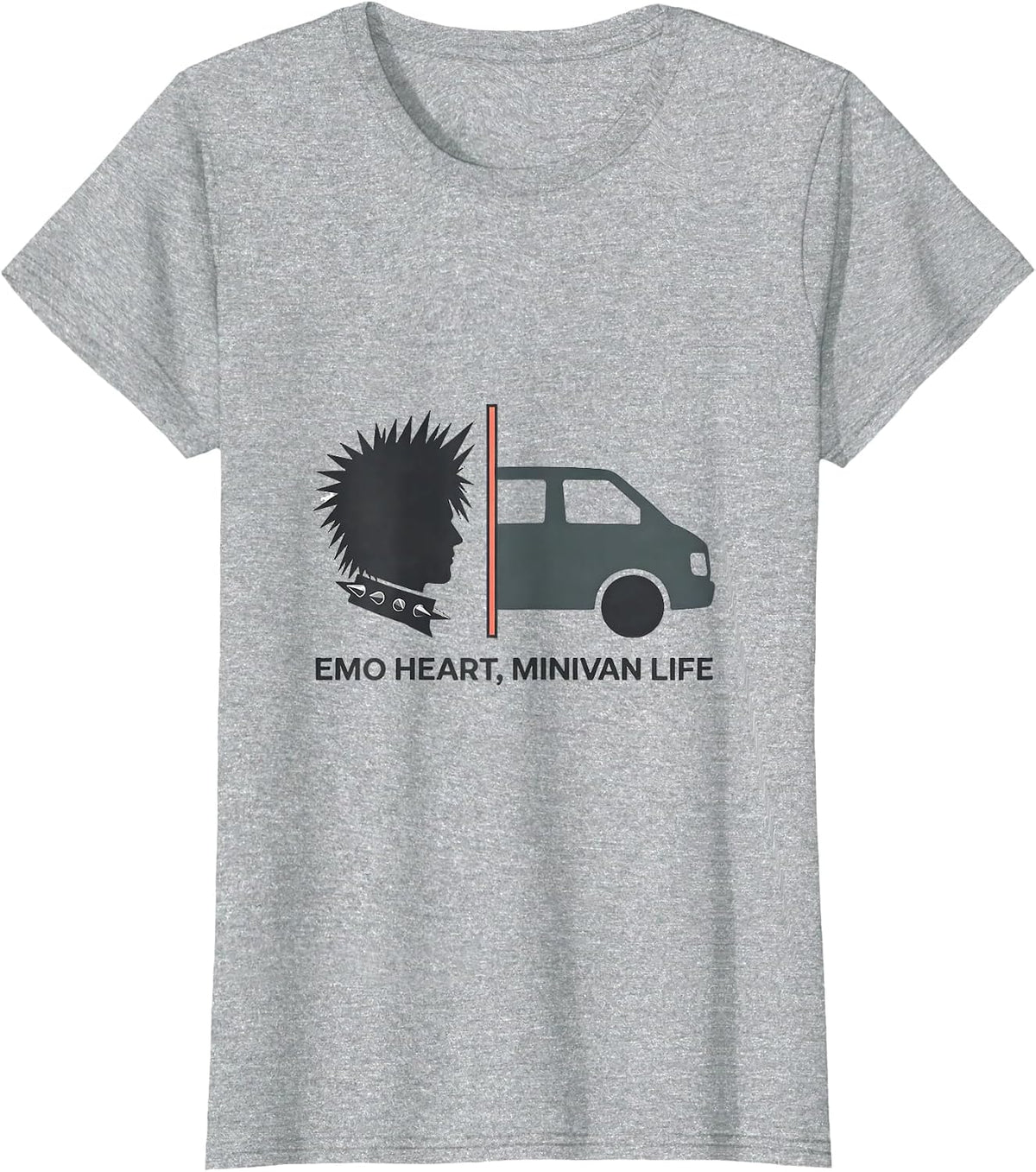 Emo Heart Minivan Life Funny Elder Emo Goth Nostalgia T-Shirt - Heather Grey