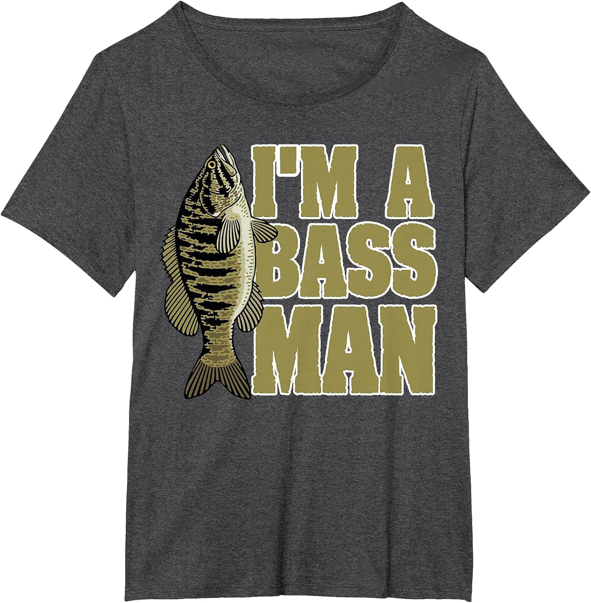 Bass Fishing Angling Mam Black Fish Fisherman Sport T-Shirt - Dark Heather Grey