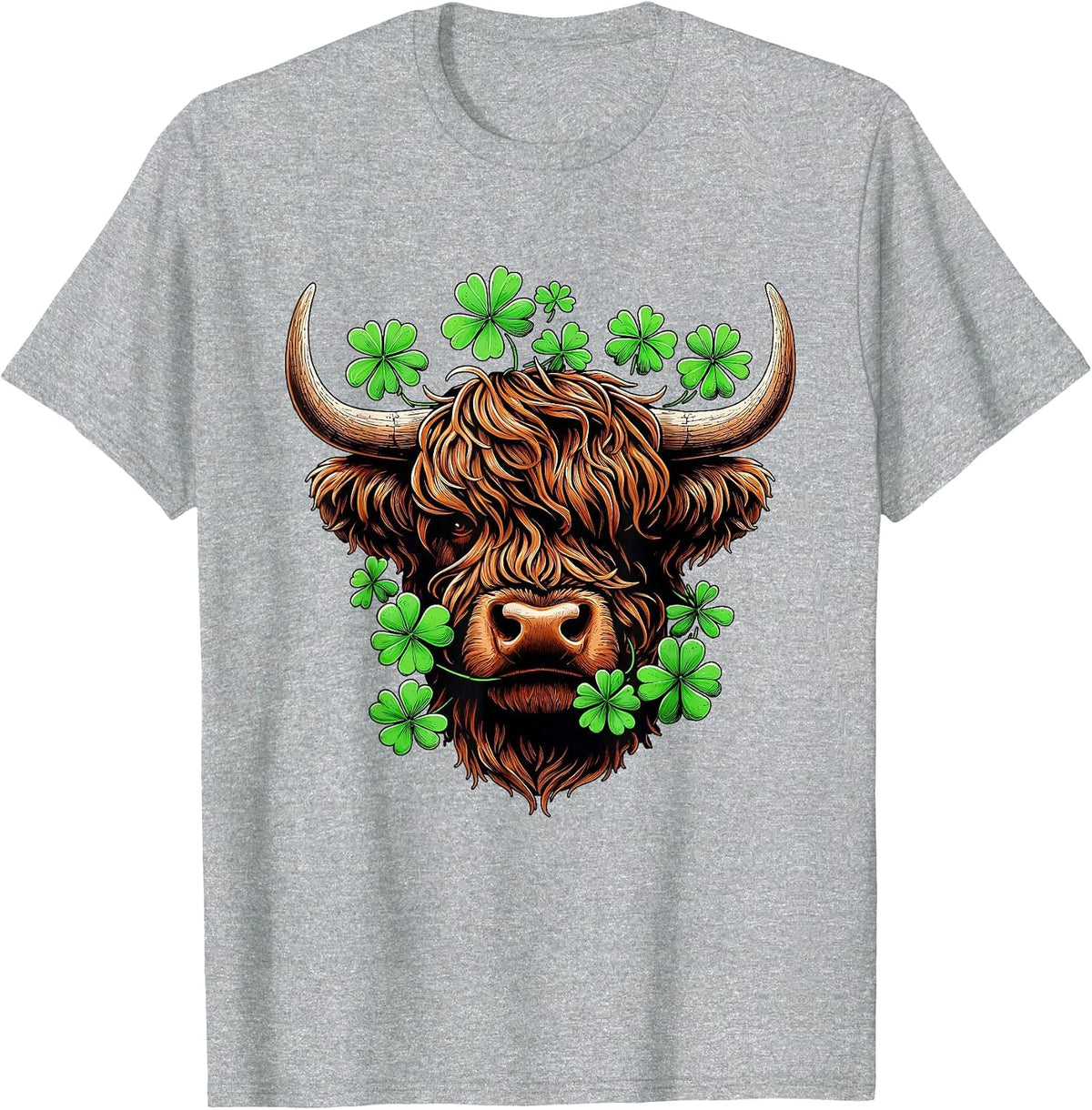 Highland Cow St Patricks Day Saint Pattys Highland Heifer T-Shirt - Heather Grey