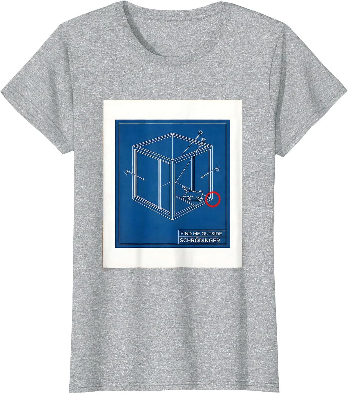 Find Me Outside, Schrödinger Quantum Physics Humor Science T-Shirt - Heather Grey