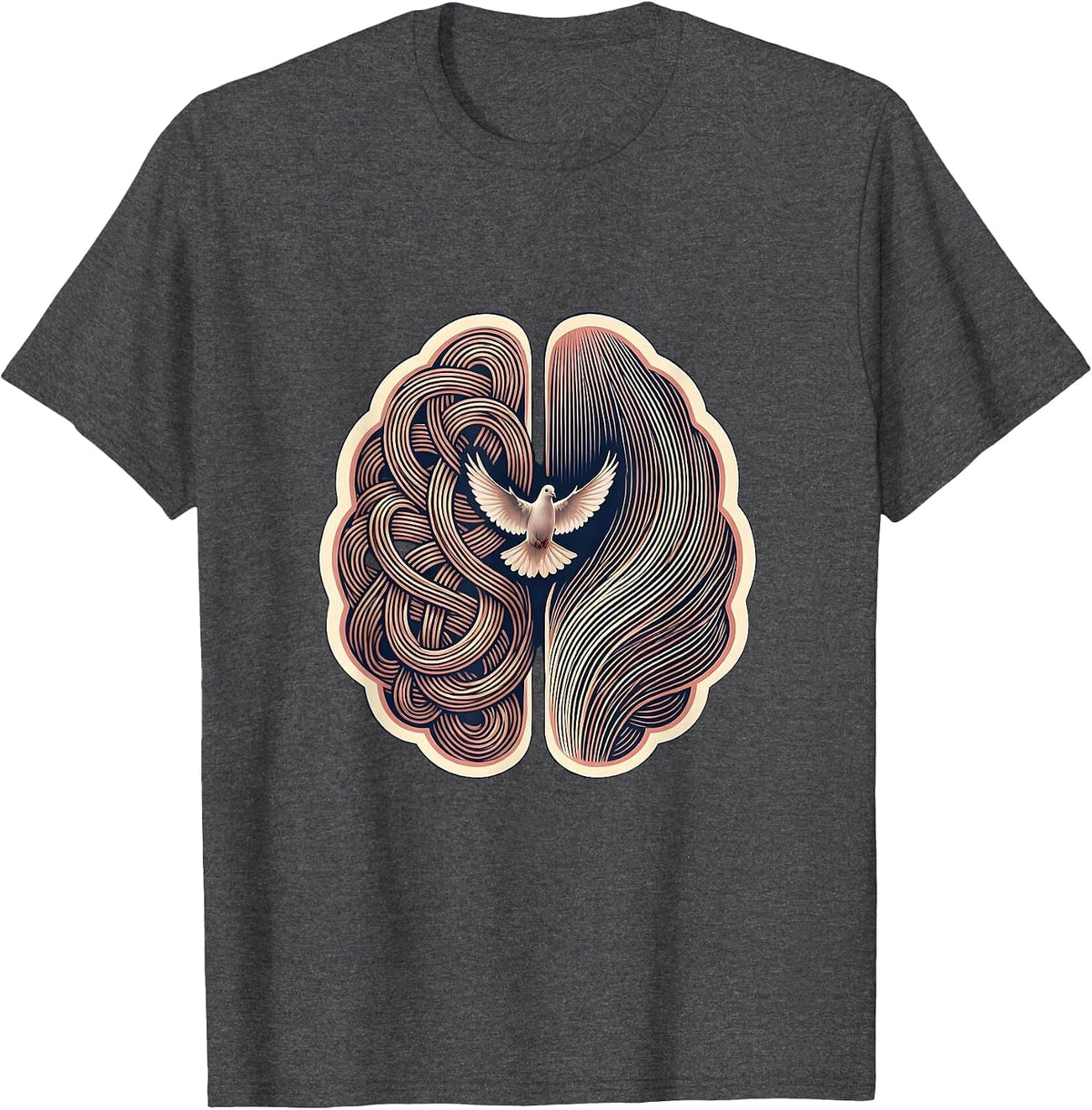 Men's Dyslexia Awareness Brain Pathways Illustration T-Shirt - Dark Heather Grey