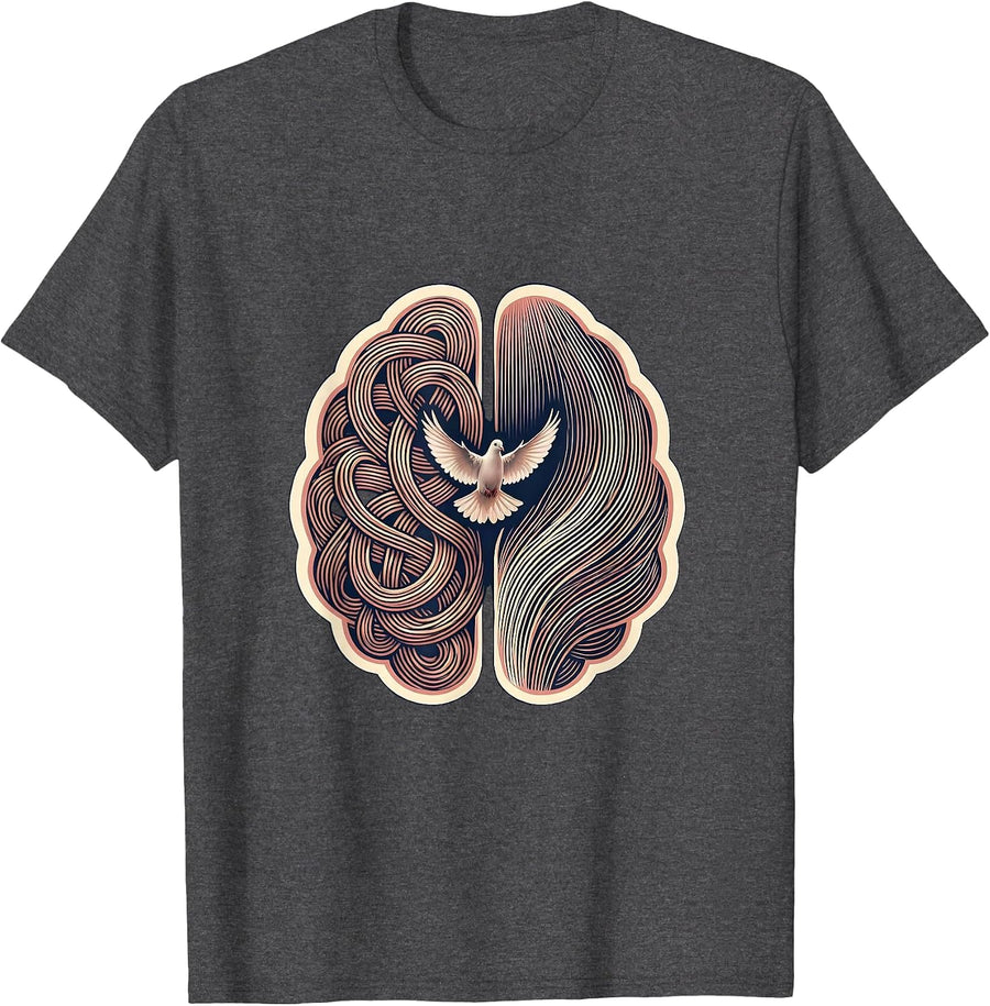Men's Dyslexia Awareness Brain Pathways Illustration T-Shirt - Dark Heather Grey