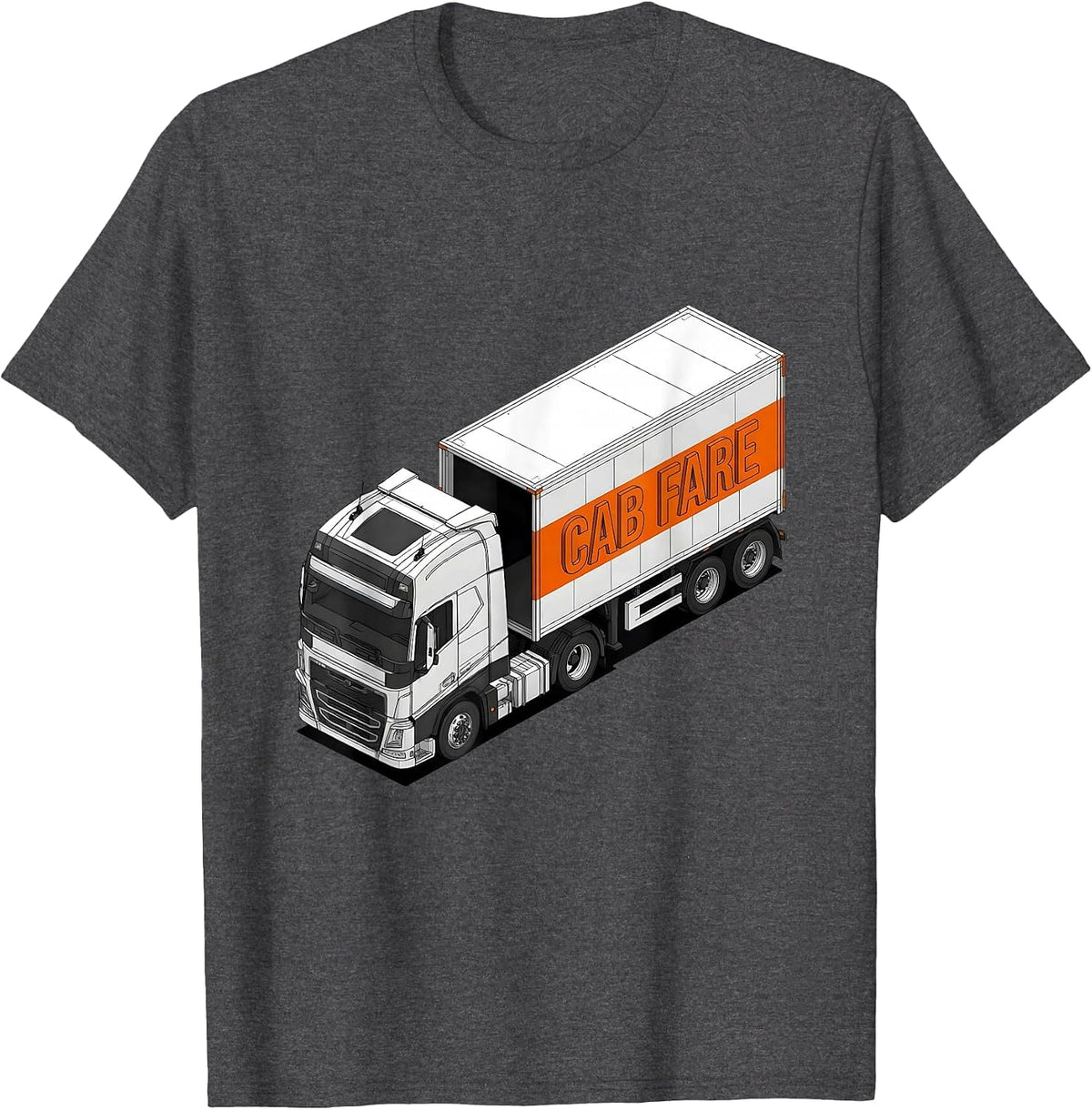 Cab Fare Brutalist Graphic Semi Truck Driver Pickup Truck T-Shirt - Dark Heather Grey
