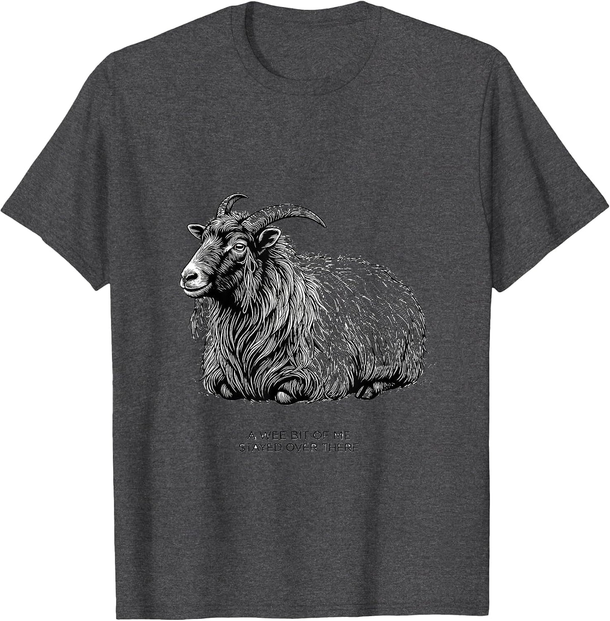 A Wee Bit Of Me Stayed Over There Cute Highland Cow Scottish T-Shirt - Dark Heather Grey