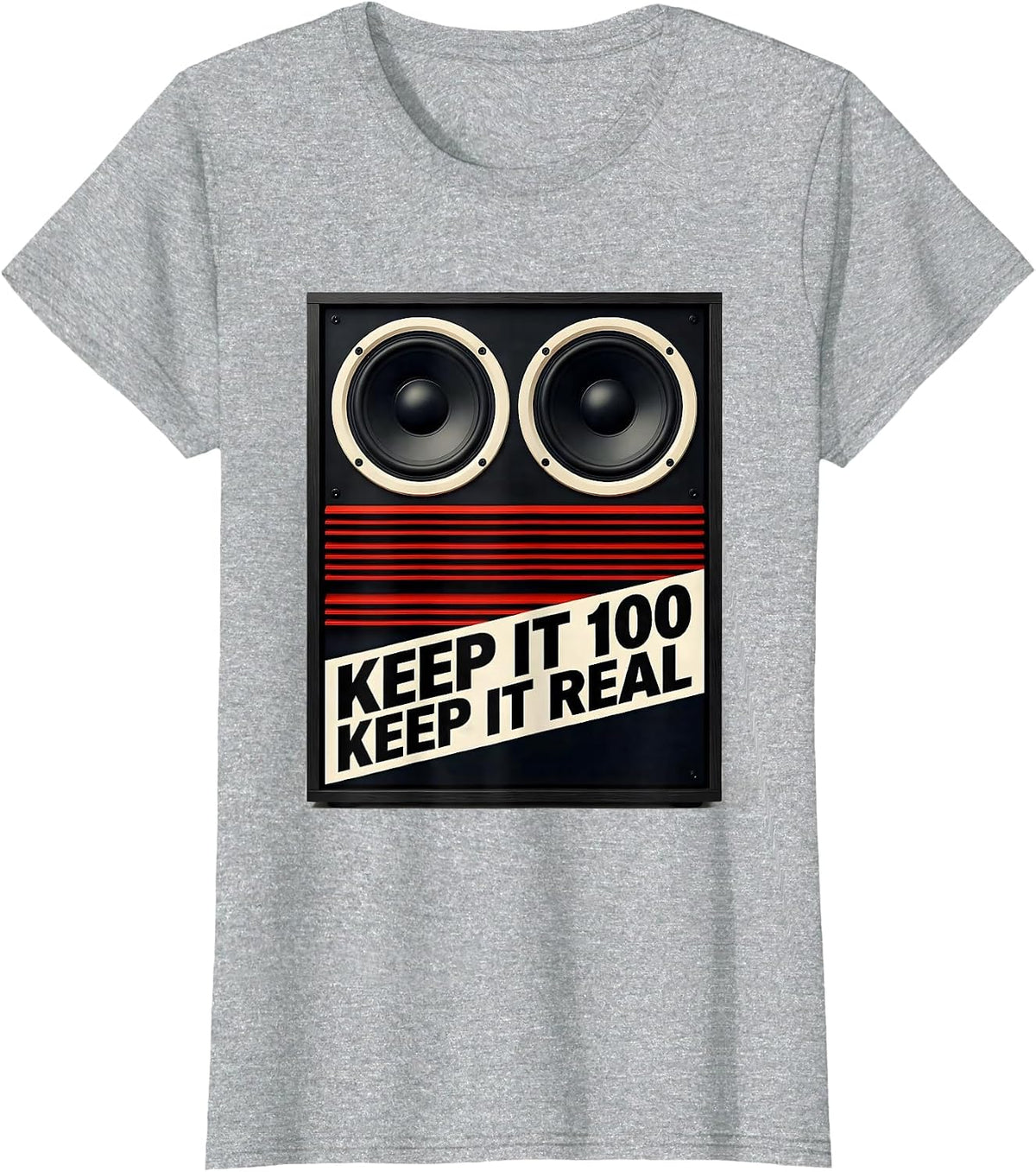 Women's Keep It 100 Keep It Real Vintage DJ Speaker Old School Hip T-Shirt - Heather Grey