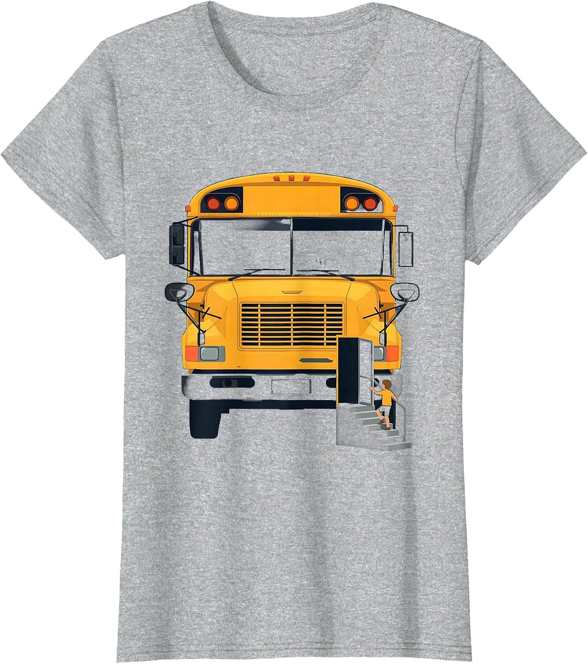 Women's I Wait All Day For The Bus Funny School Bus Driver Humor T-Shirt - Heather Grey
