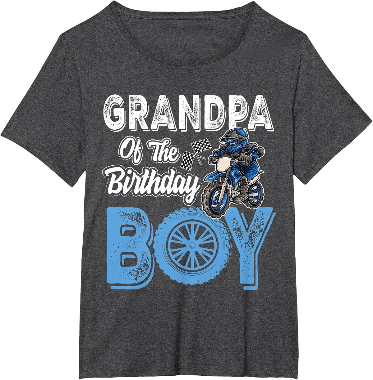 Grandpa of the Birthday Boy Dirt Bike B-Day Motocross Party T-Shirt - Dark Heather Grey