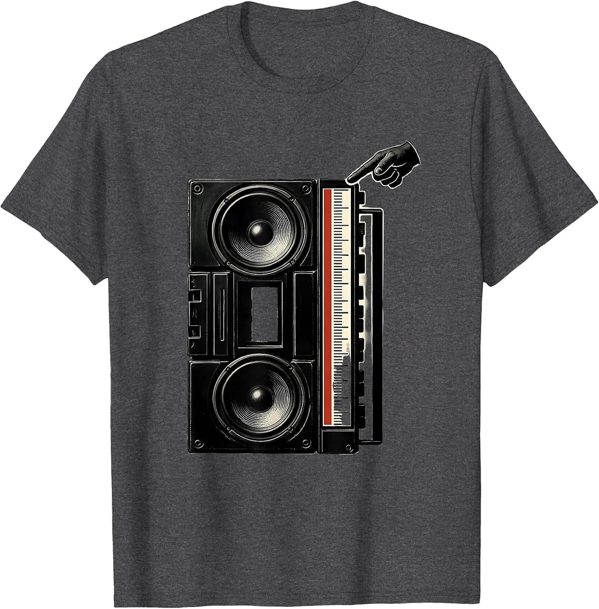 Boombox Old School Hip Hop Nostalgia Retro T-Shirt - Dark Heather Grey