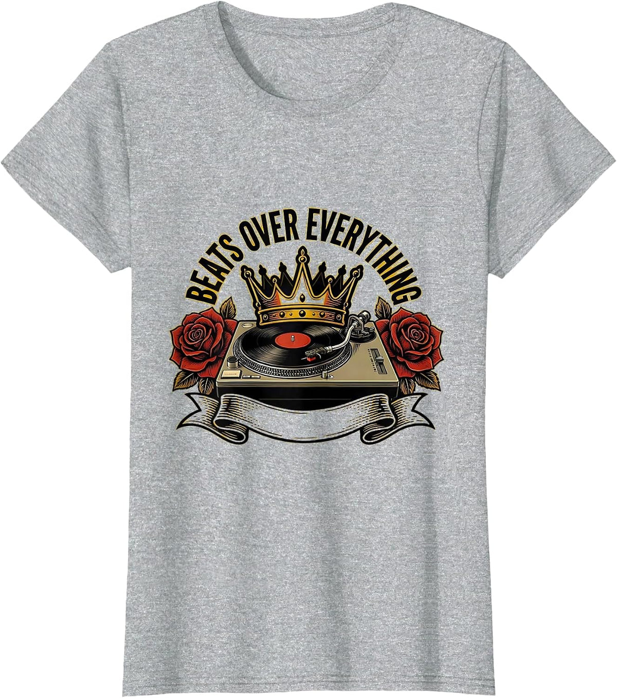 Beats Over Everything Hip Hop Music Design T-Shirt - Heather Grey