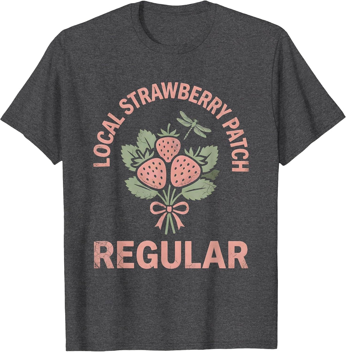 Local Strawberry Patch Regular Graphic Design T-Shirt - Dark Heather Grey