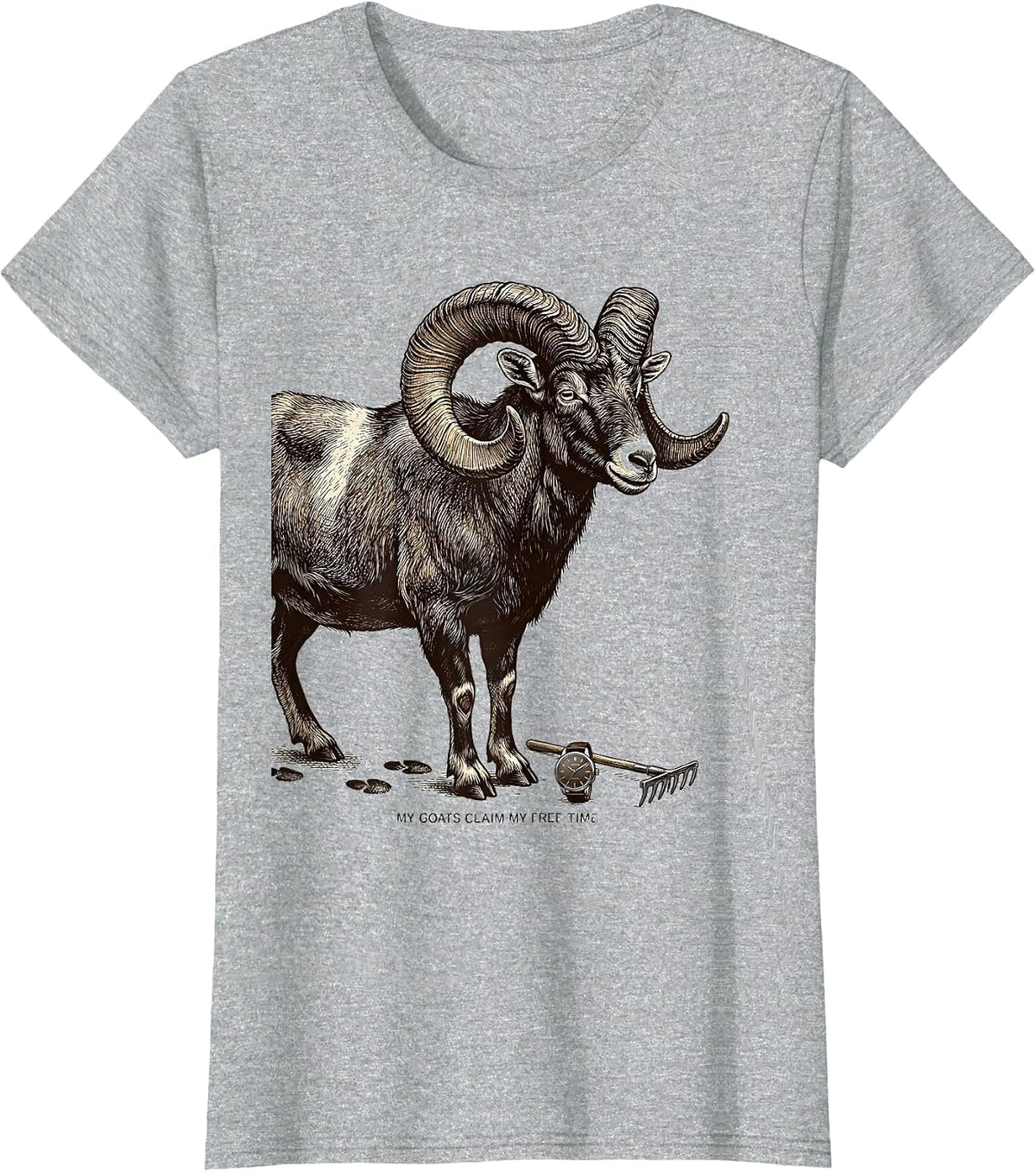 Women's My Goats Claim My Free Time Funny Goat Owner Farm Humor T-Shirt - Heather Grey