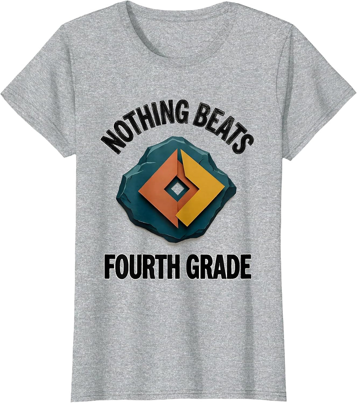 Women's Nothing Beats Fourth Grade Funny Fourth Grade Teacher Back T-Shirt - Heather Grey