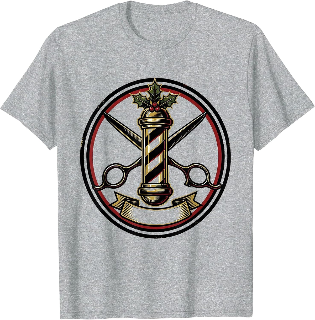 Men's Barber Pole Emblem Vintage Humor Gift for Barbers T-Shirt - Heather Grey