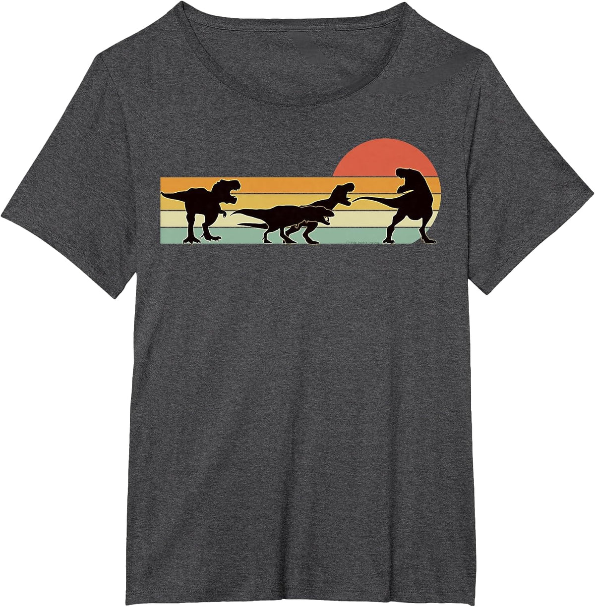 Retro T-Rex Dinosaur Family Dinosaurs T-Shirt - Dark Heather Grey