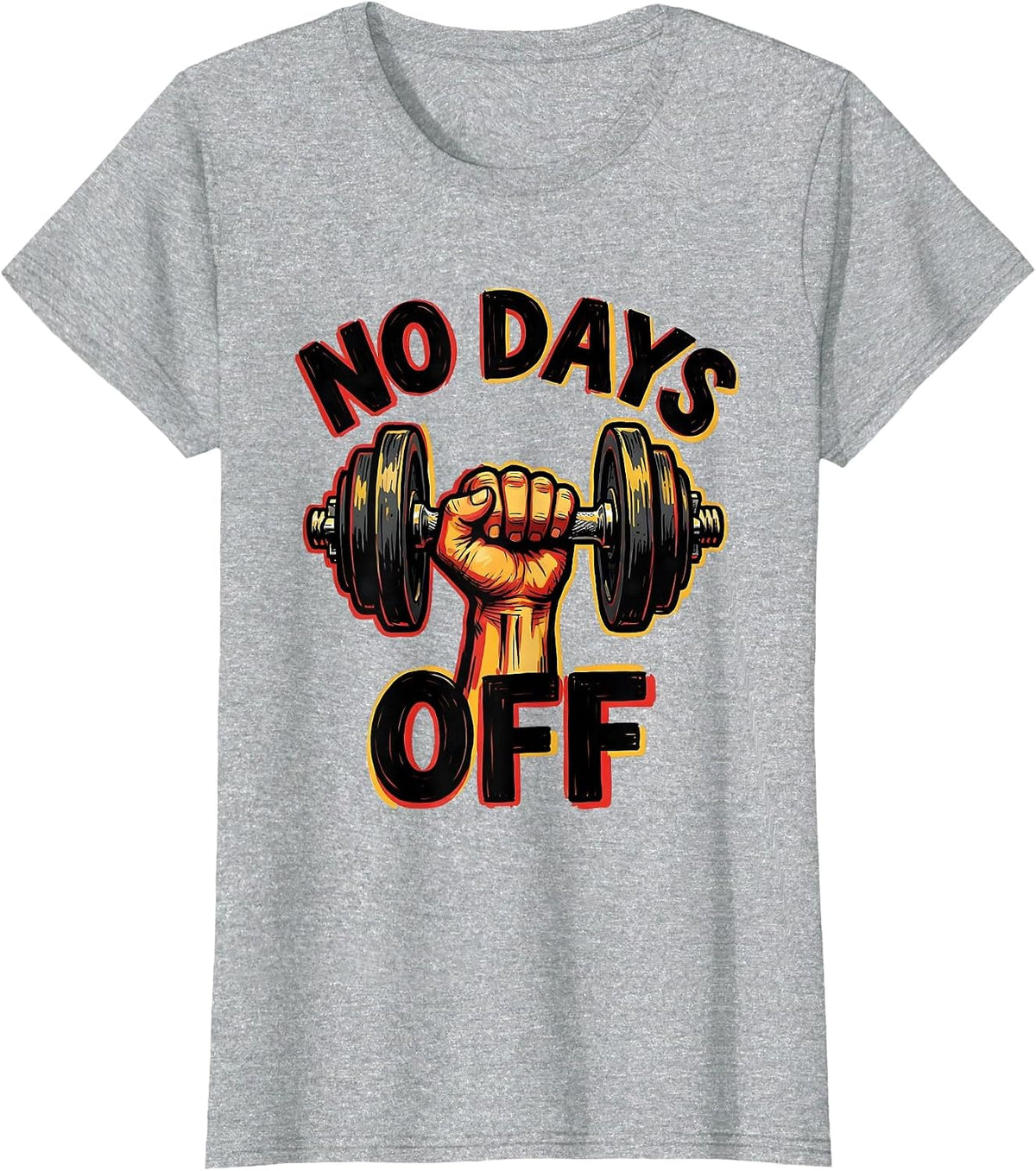 No Days Off Sports Grind Motivational Design T-Shirt - Heather Grey