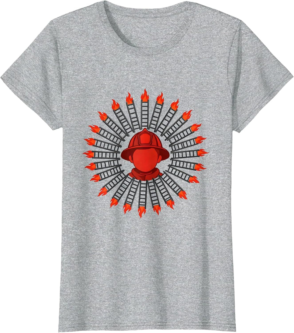 Child Firefighter Helmet Birthday Party Hat Minimalist T-Shirt - Heather Grey