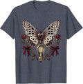 Moth and Vintage Light Bulb Rock Band Graphic T-Shirt - Heather Blue