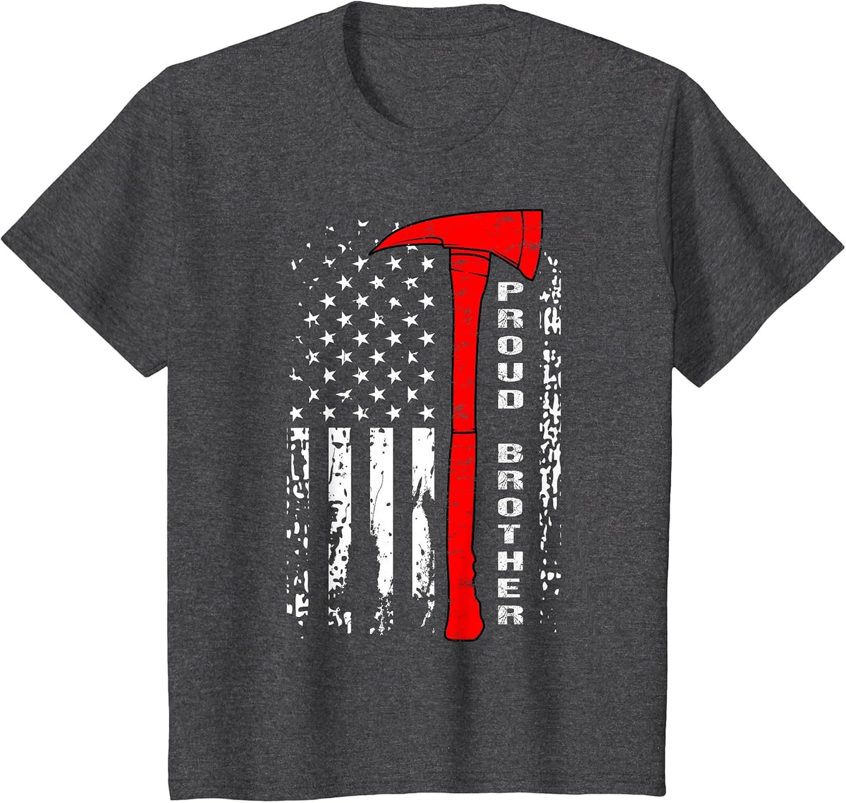 Firefighter Brother Shirt Proud Brother of Brave Firefighter T-Shirt - Dark Heather Grey
