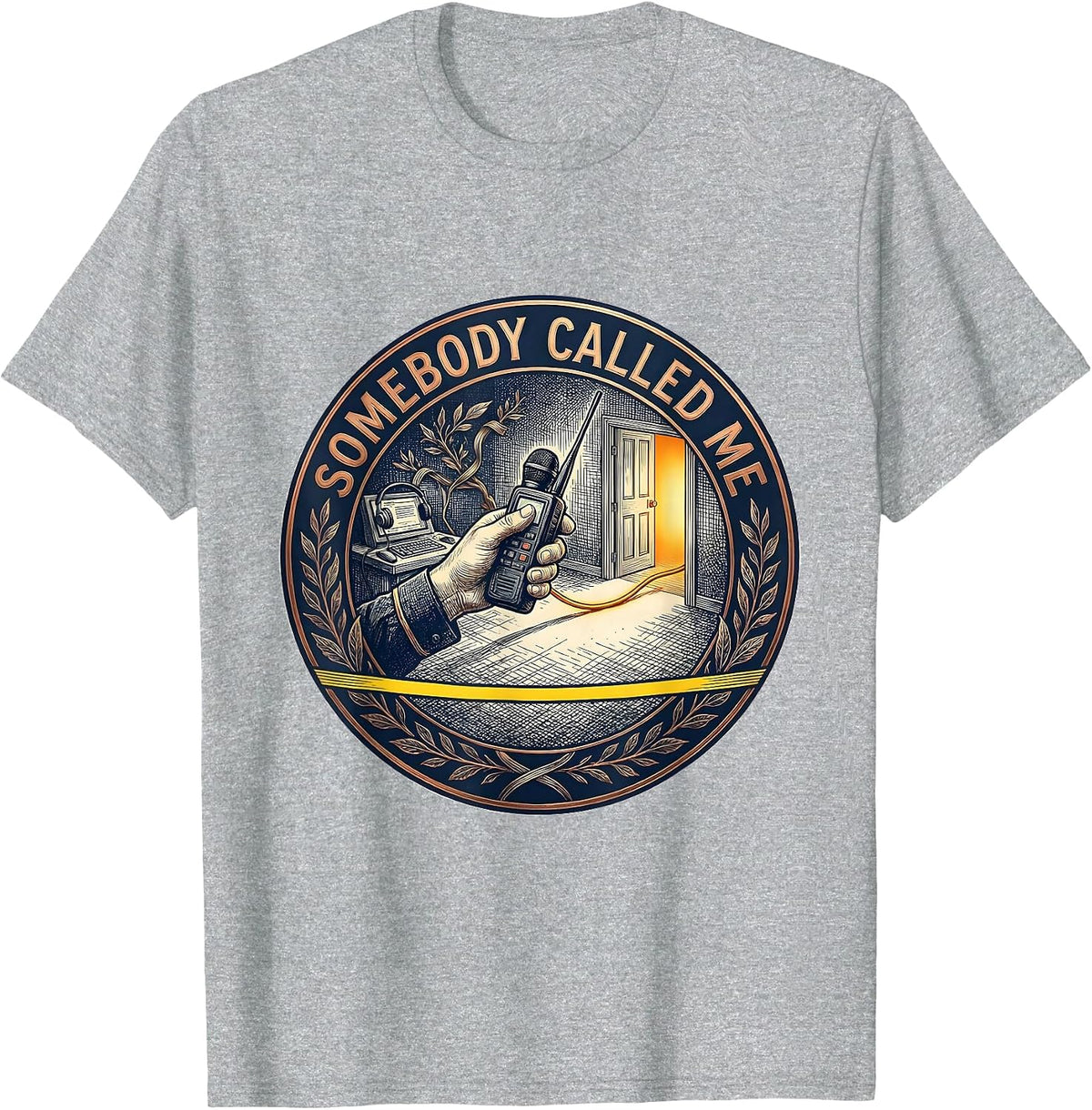 Men's Somebody Called Me Funny 911 Dispatcher Thin Yellow Line T-Shirt - Heather Grey