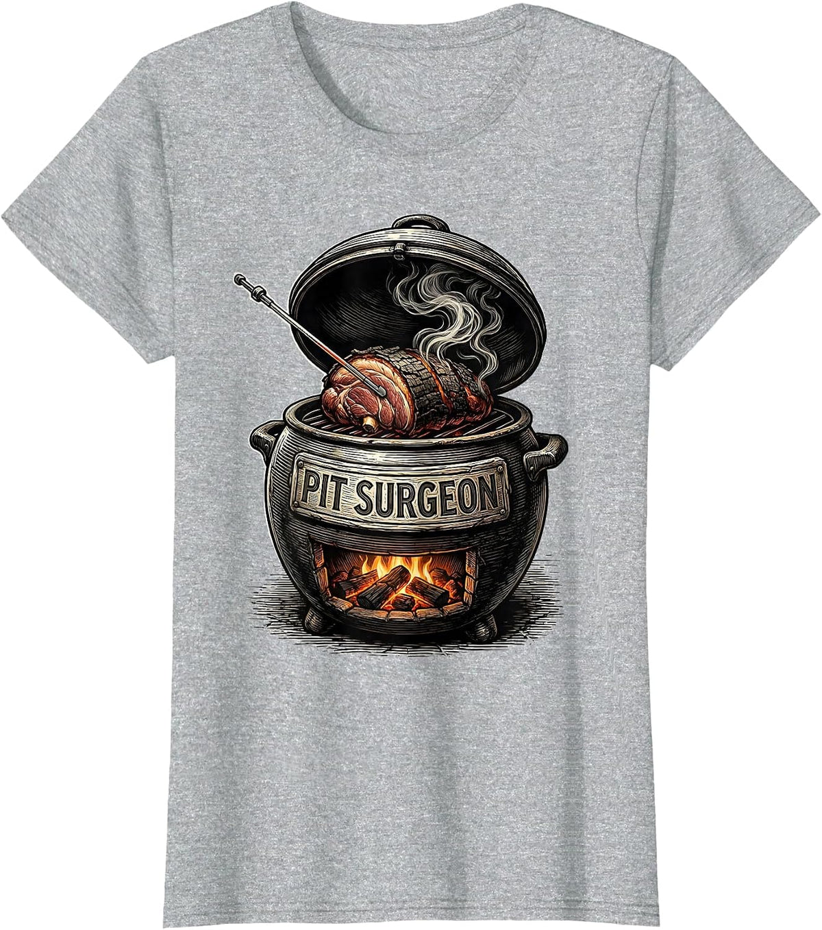 Women's Pit Surgeon Funny BBQ Pitmaster Grilling Dads Gift T-Shirt - Heather Grey