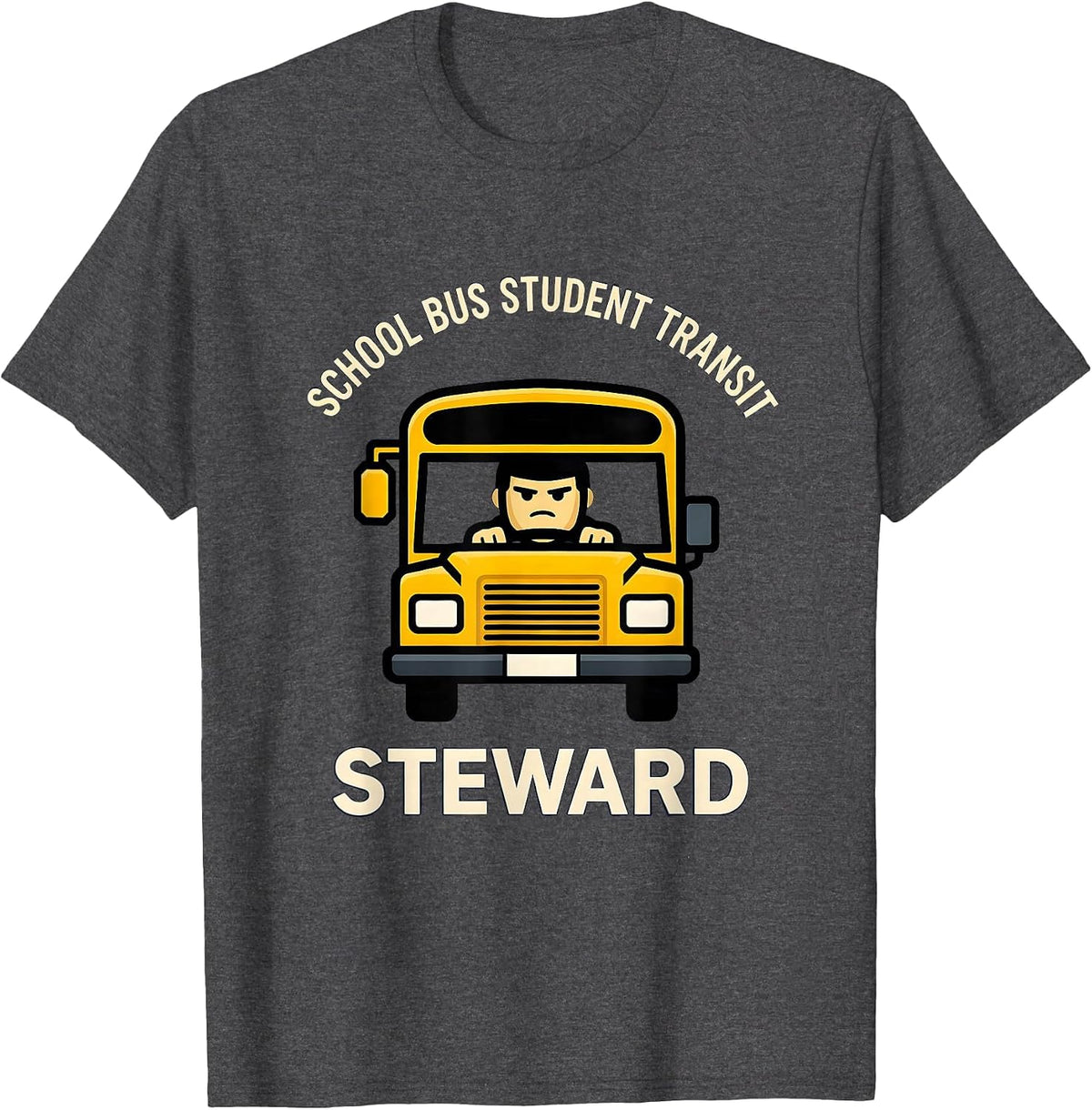 Men's School Bus Student Transit Steward Funny School Bus Driver T-Shirt - Dark Heather Grey