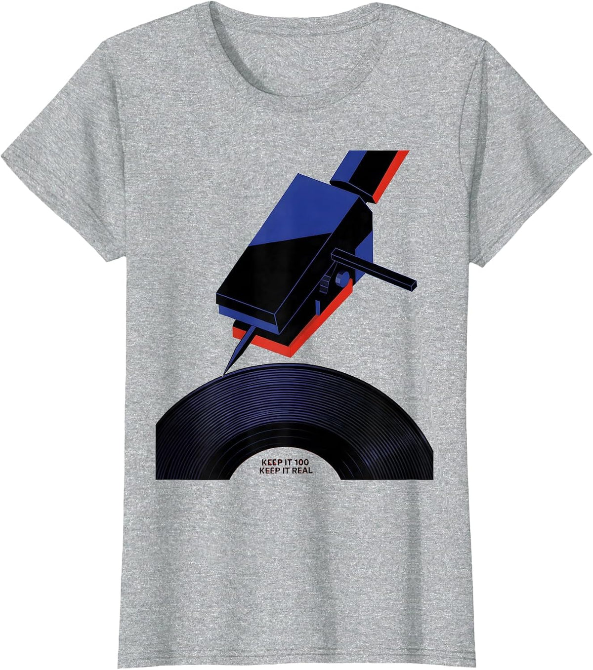 Keep It 100 Keep It Real Bauhaus Hip Hop DJ Nostalgia T-Shirt - Heather Grey