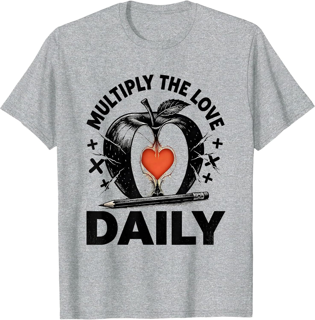 Men's Multiply the Love Daily 4th Grade Teacher Design T-Shirt - Heather Grey
