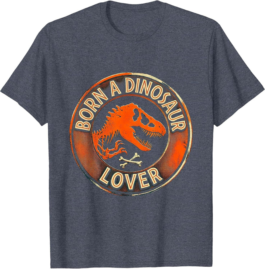 Born a Dinosaur Lover Prehistoric Fan Design T-Shirt - Heather Blue