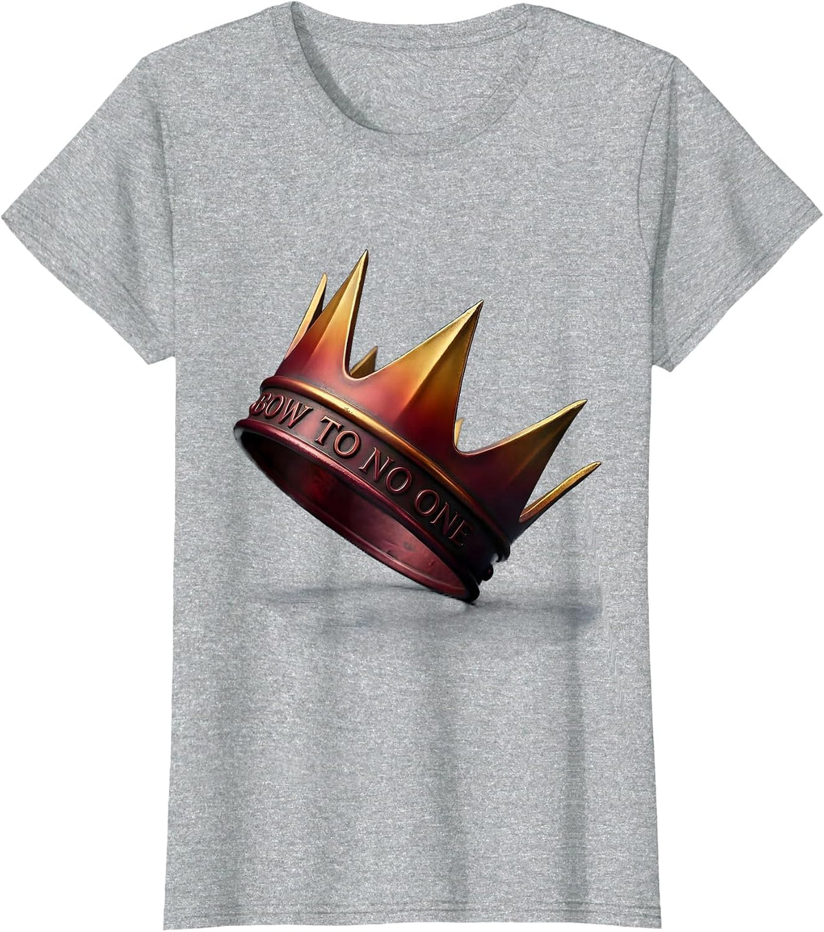 Bow To No One No Kings Bold Statement Design T-Shirt - Heather Grey