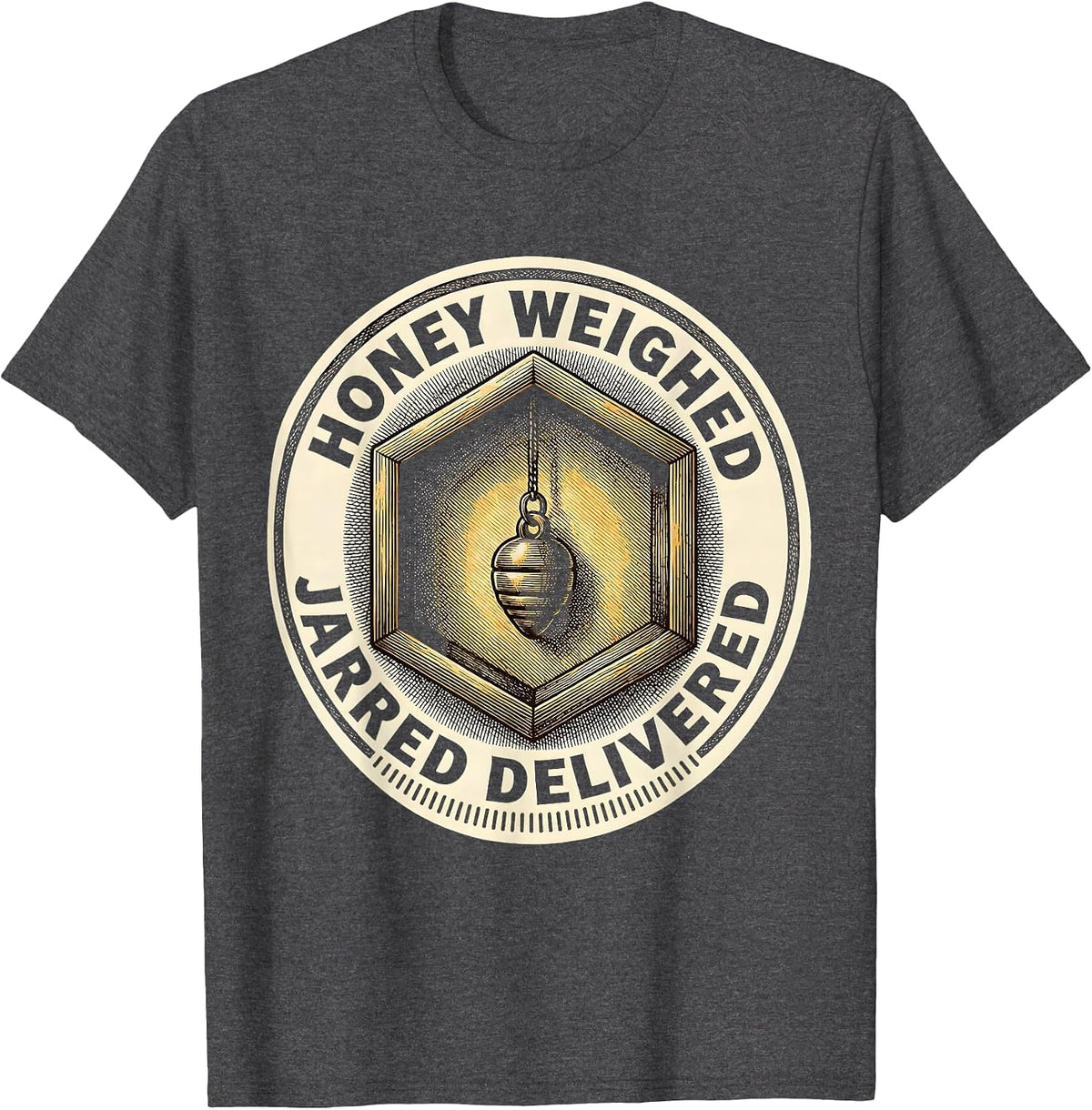 Men's Honey Weighed Jarred Delivered Funny Beekeeper Beekeeping T-Shirt - Dark Heather Grey
