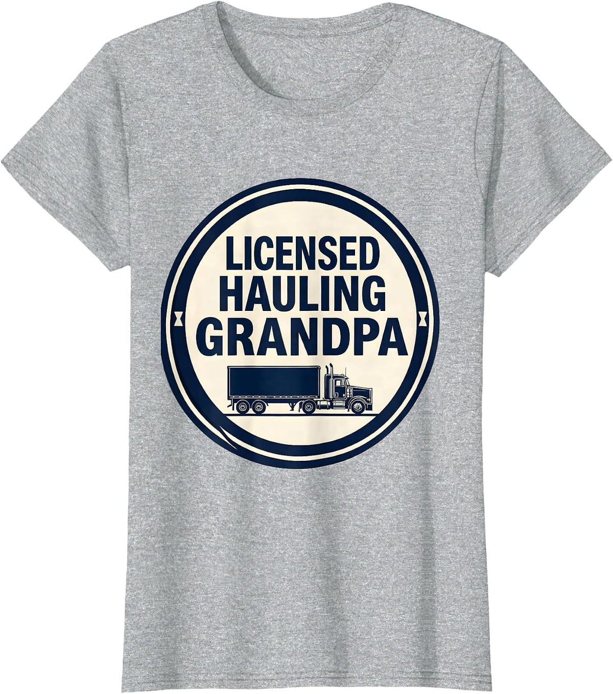 Women's Licensed Hauling Grandpa Funny Trucker Emblem Truck Driver T-Shirt - Heather Grey