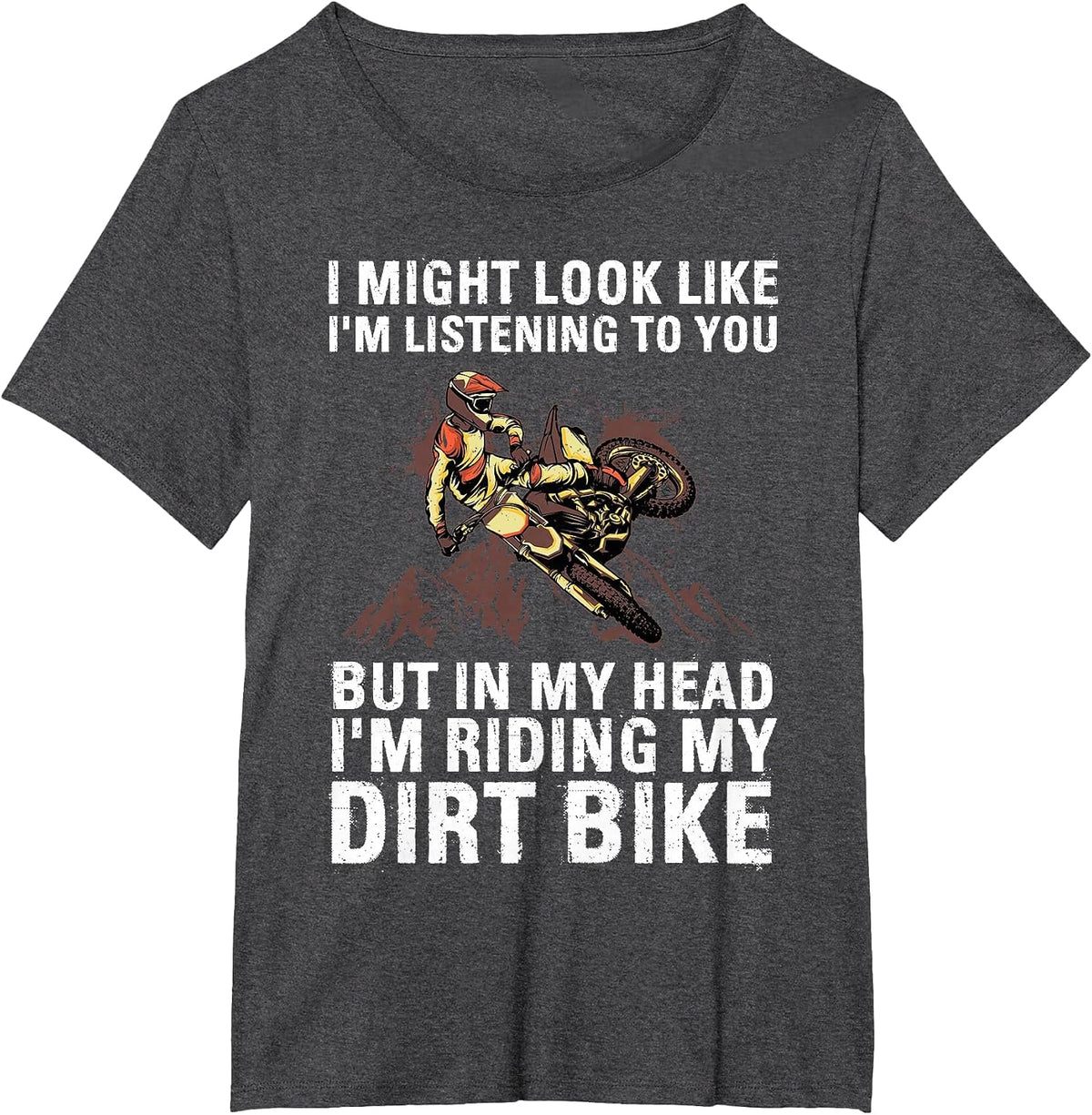 Best Dirt Bike Art for Men Women Motocross Dirt Bike Lover T-Shirt - Dark Heather Grey