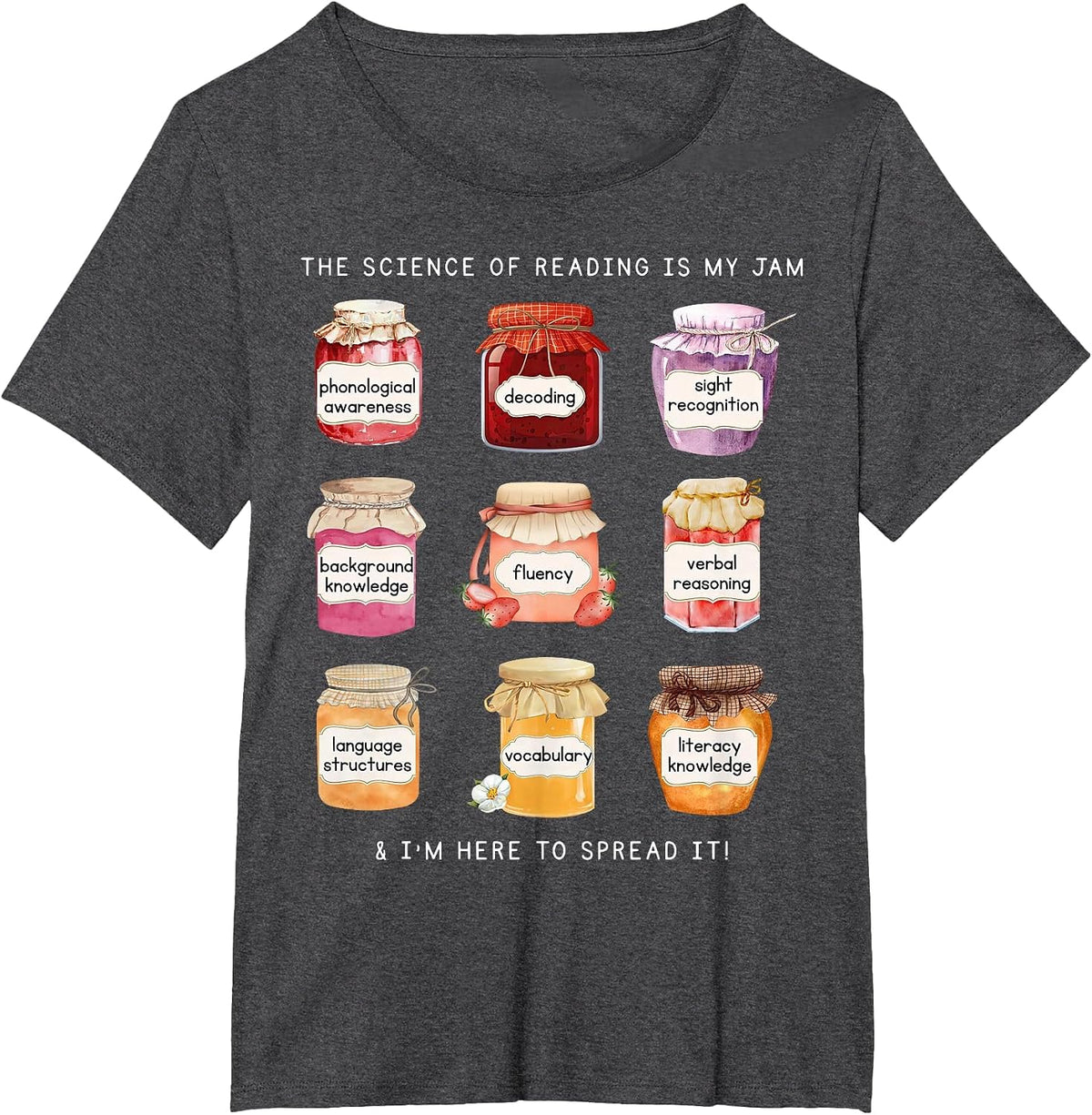Science of Reading Morphology Literacy is My Jam Teacher T-Shirt - Dark Heather Grey
