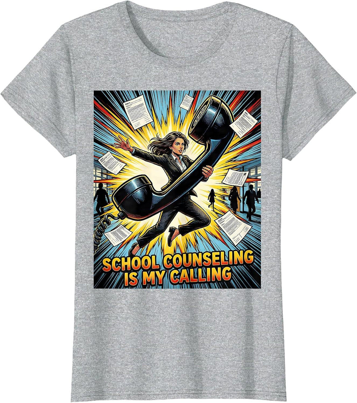 Women's School Counseling Is My Calling Comic Book Counselor Humor T-Shirt - Heather Grey