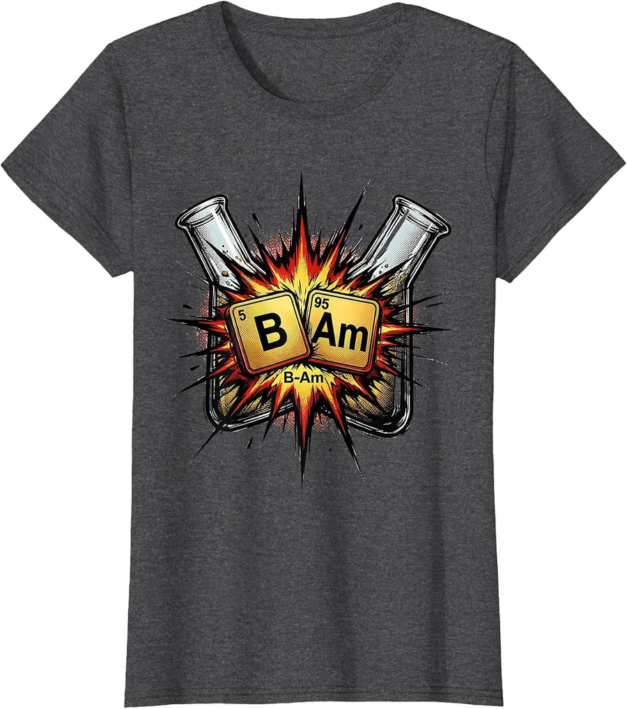 Women's B-Am Comic Book Chemistry Periodic Table Science Geek Gift T-Shirt - Dark Heather Grey