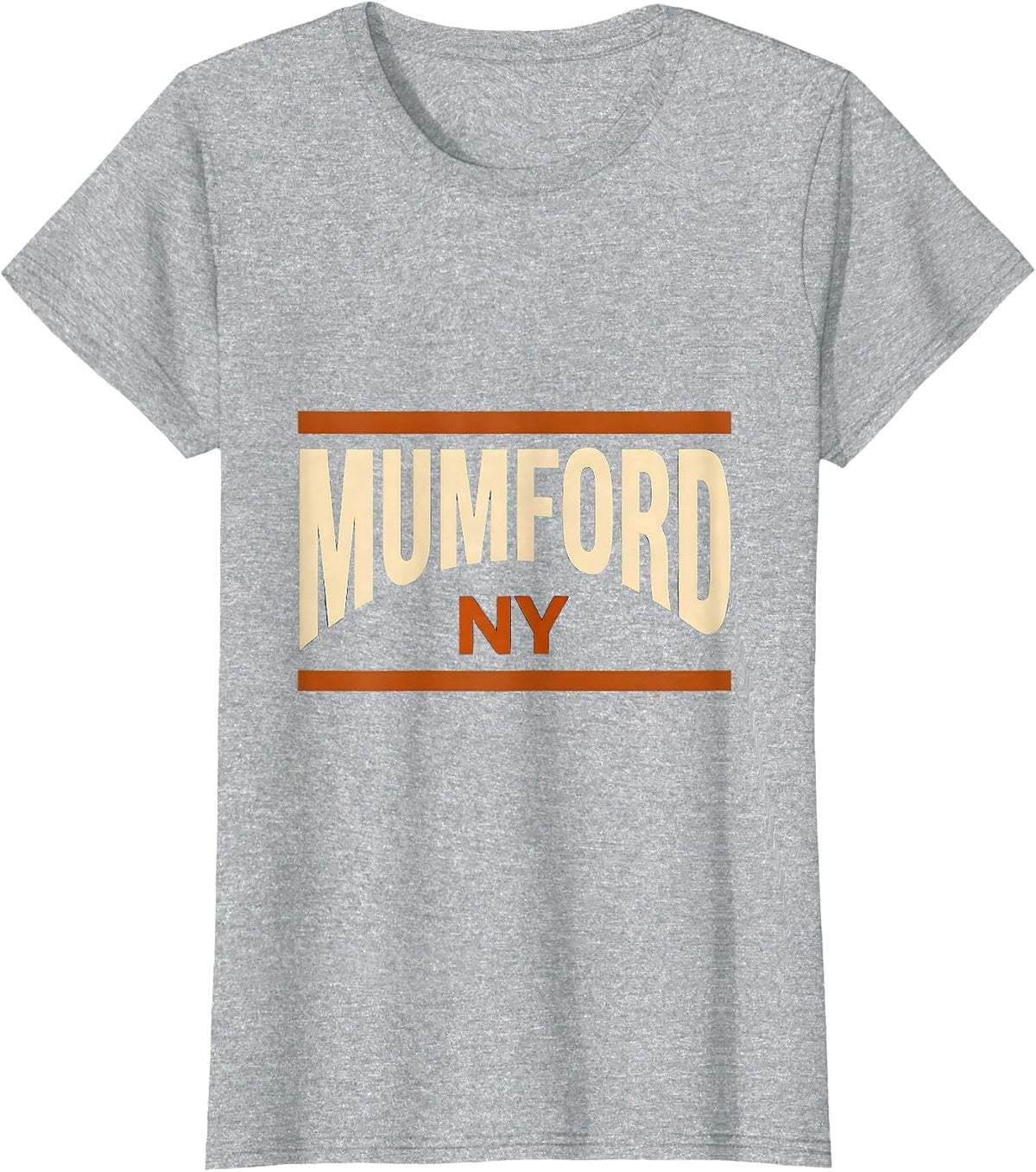 Women's Mumford, NY Vintage Evergreen Sunset Eighties Retro T-Shirt - Heather Grey