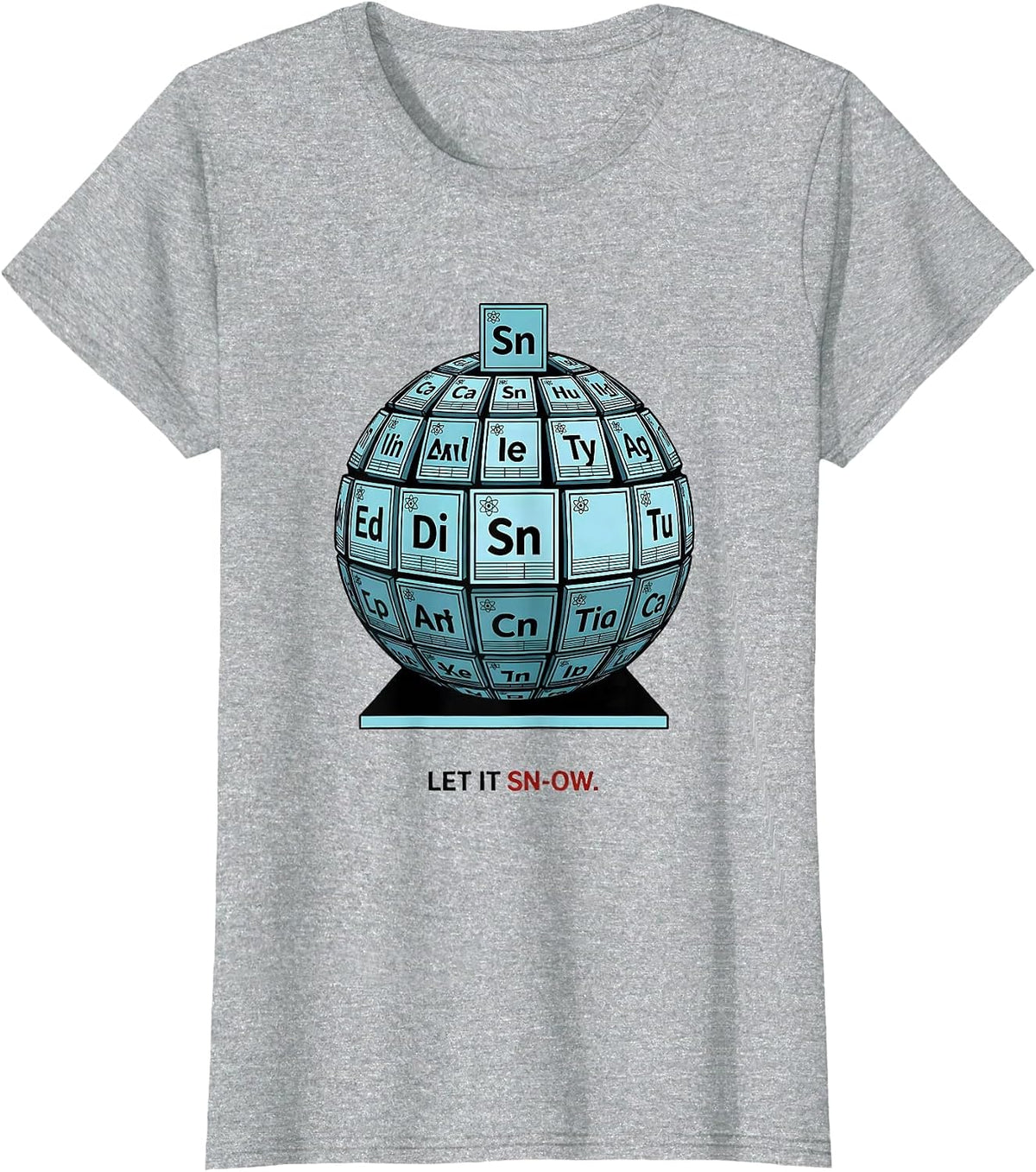 Let It Sn-Ow Geometric Chemistry Pun Science Nerd Humor T-Shirt - Heather Grey