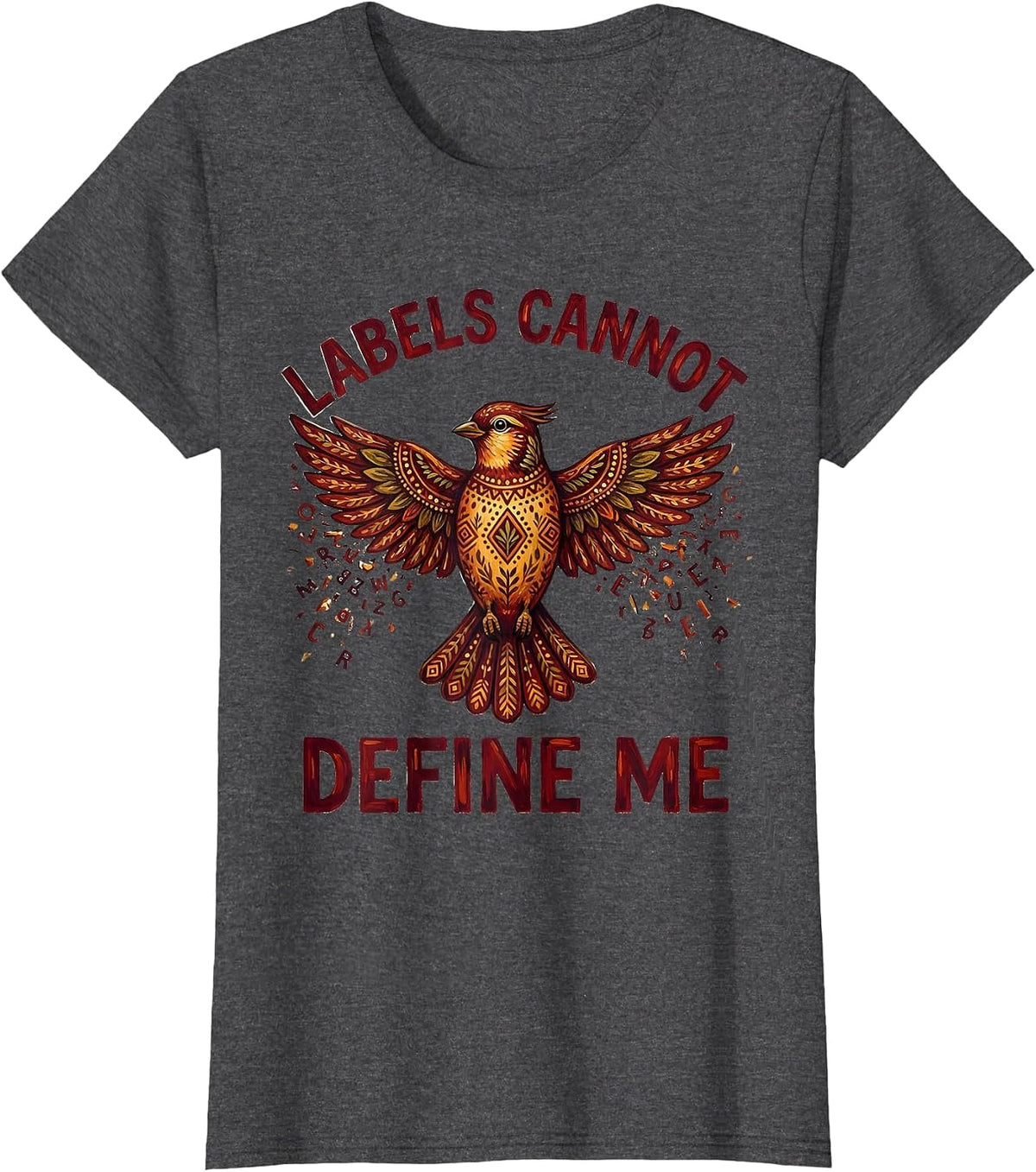 Women's Labels Cannot Define Me Dyslexia Awareness Design T-Shirt - Dark Heather Grey