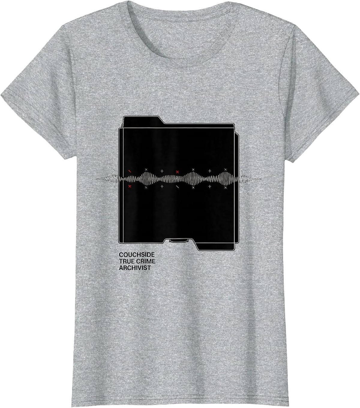 Couchside True Crime Archivist Funny True Crime Fan Podcast T-Shirt - Heather Grey