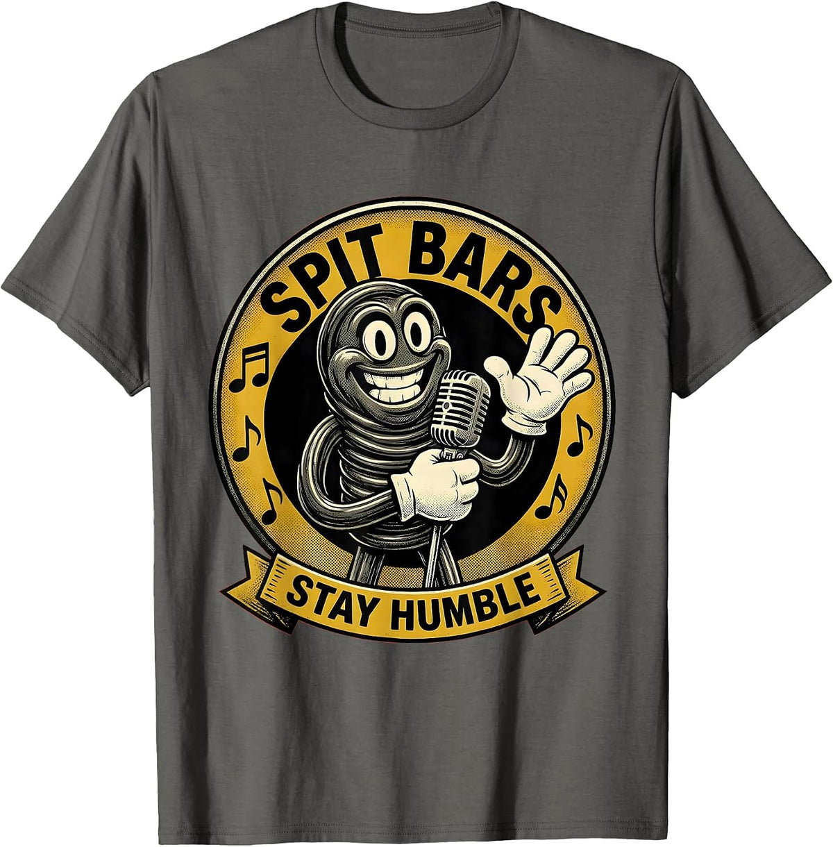 Men's Spit Bars Stay Humble Hip Hop Design T-Shirt - Asphalt Grey