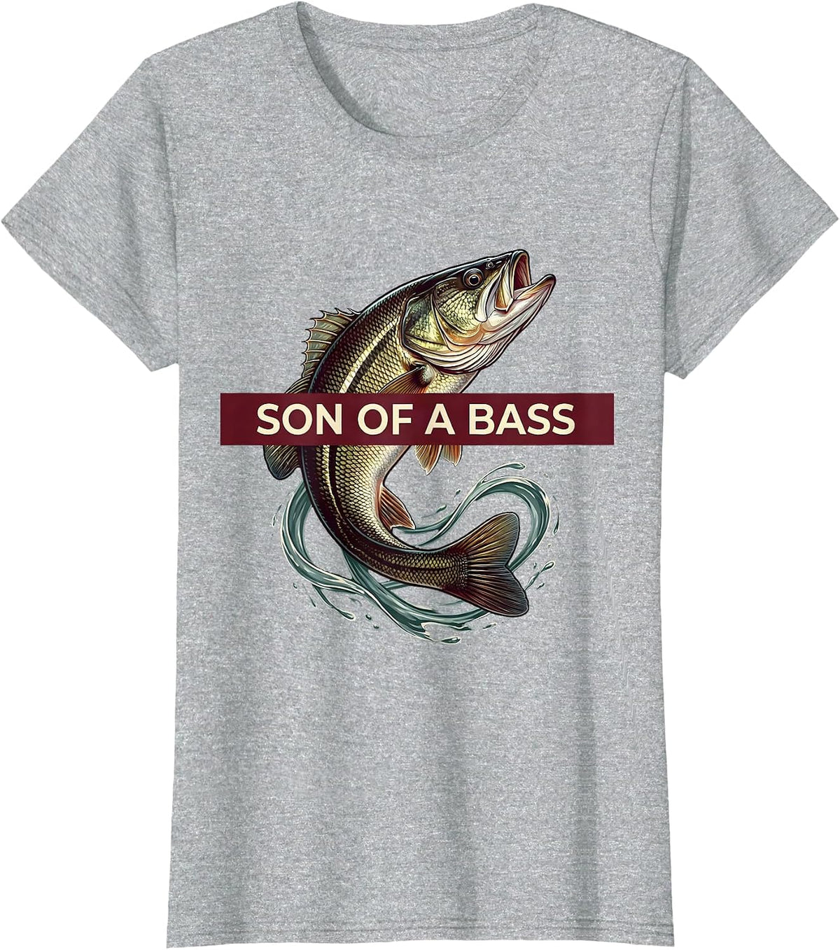 Women's Son of a Bass Funny Fishing Design T-Shirt - Heather Grey