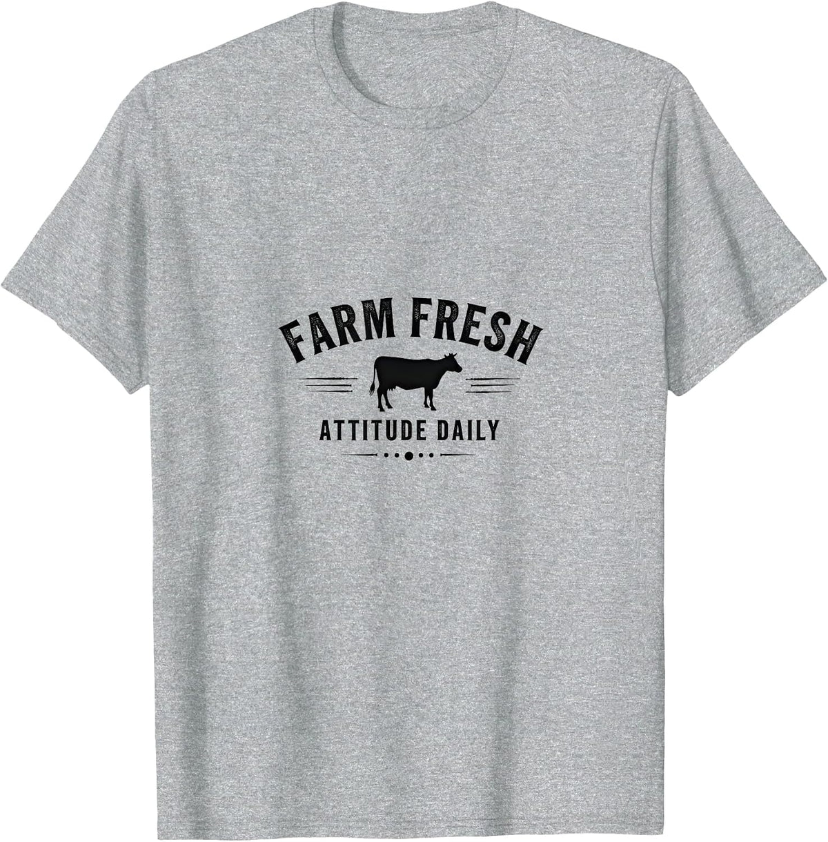 Farm Fresh Attitude Daily Cow Graphic Design T-Shirt - Heather Grey