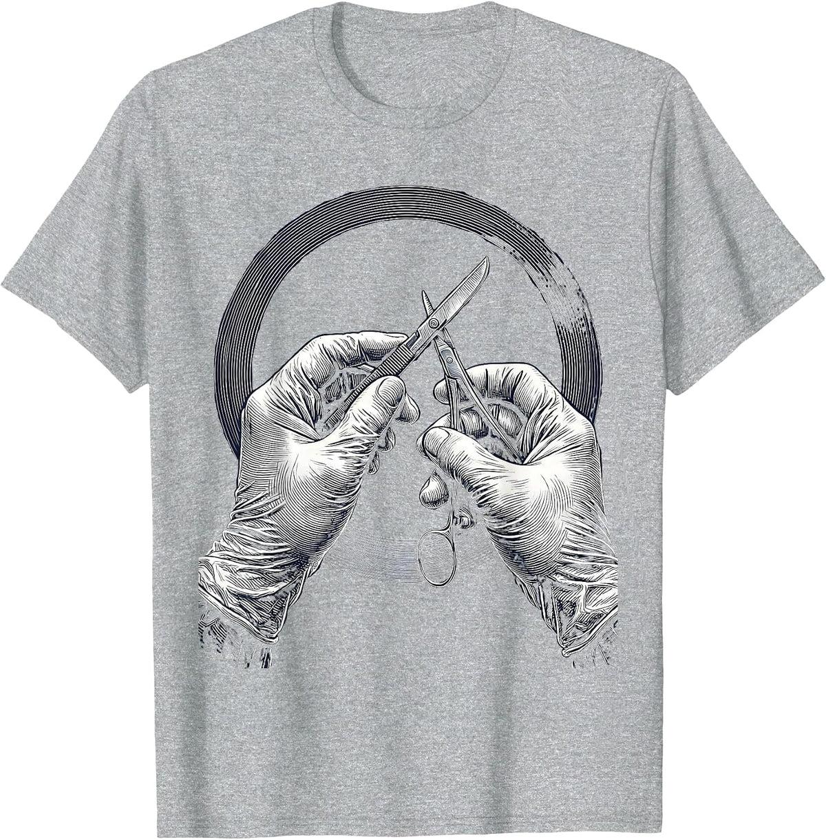 Men's Surgeon Hands Operation Spotlight ED Graphic T-Shirt - Heather Grey
