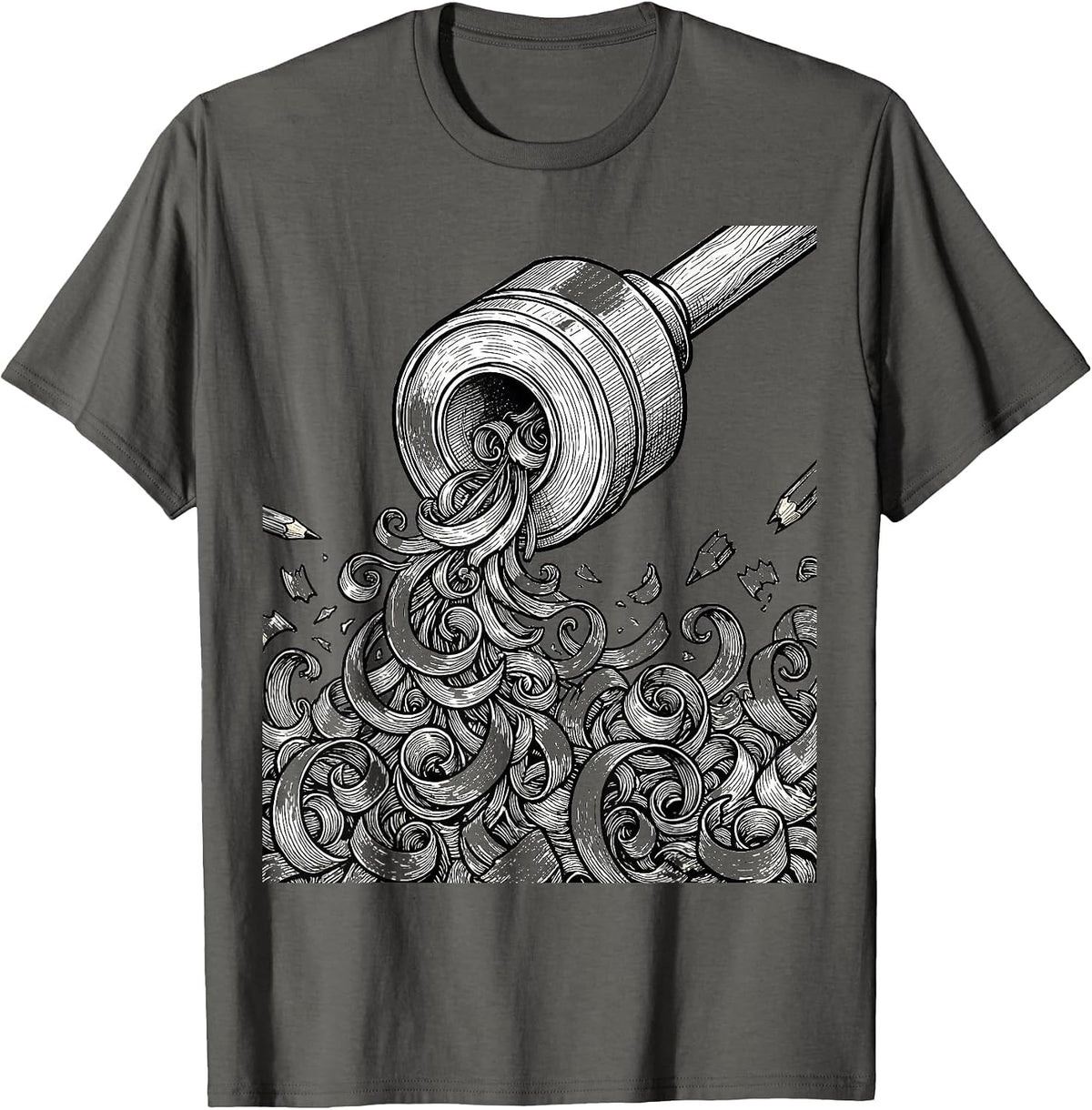 Men's 4th Grade Teacher Colorful Pencil Sharpener Art T-Shirt - Asphalt Grey