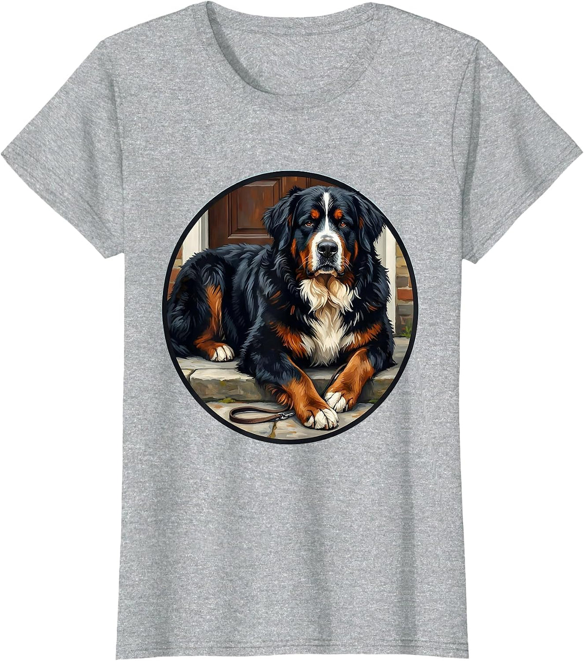 Bernese Mountain Dog Badge Funny Dog Lover T-Shirt - Heather Grey
