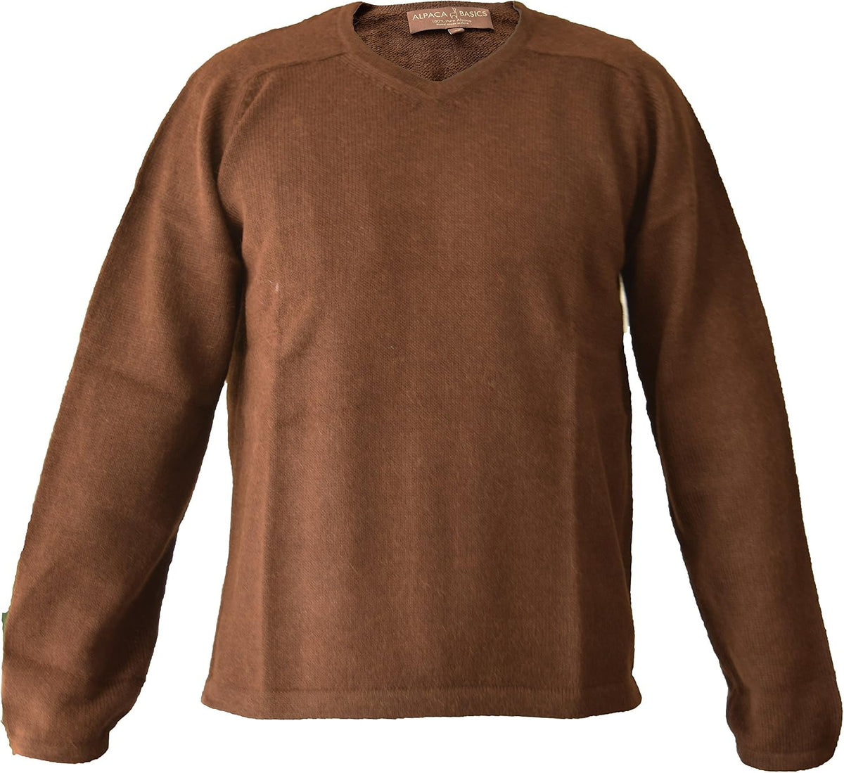Men's Handmade 100% Alpaca Wool V-Neck Sweater - Brown