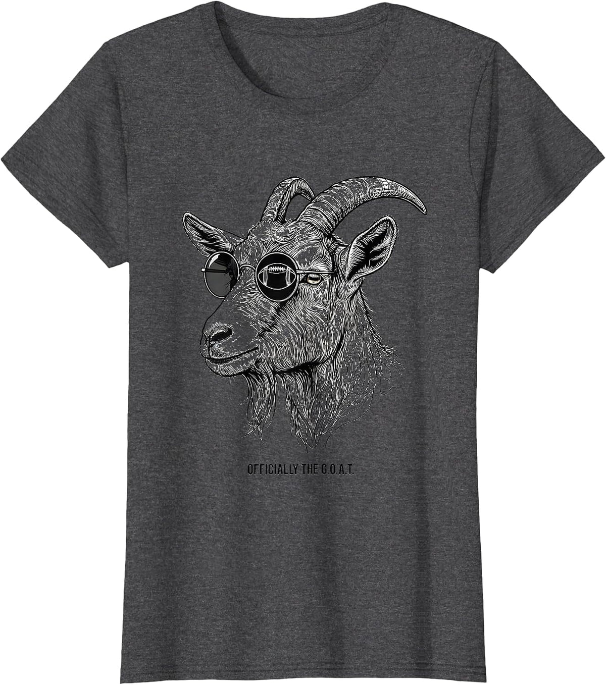 Women's Officially The G.O.A.T. Funny Goat Line Art Sunglasses T-Shirt - Dark Heather Grey