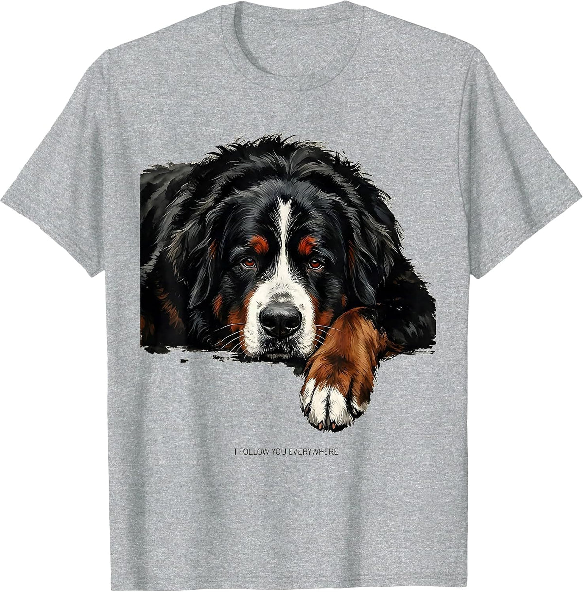 Men's I Follow You Everywhere Funny Bernese Mountain Dog Lover T-Shirt - Heather Grey
