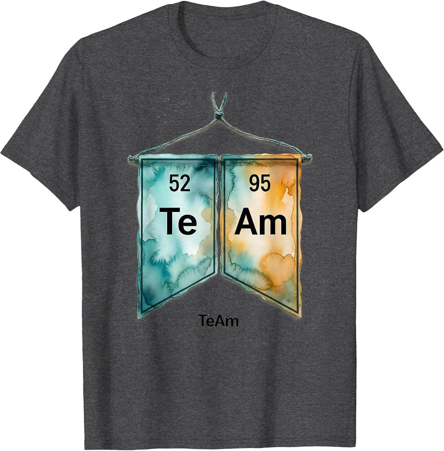 Men's TeAm Watercolor Periodic Table Chemistry Pun Science Geek T-Shirt - Dark Heather Grey