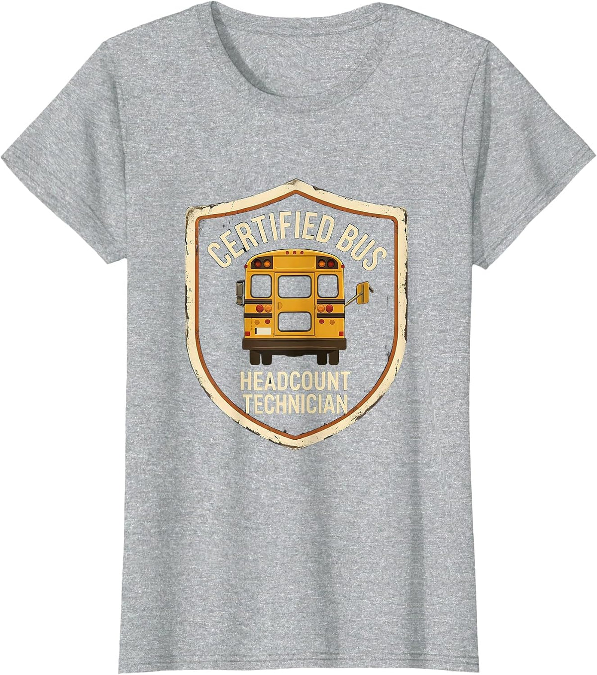 Certified Bus Headcount Technician Vintage School Bus Driver T-Shirt - Heather Grey